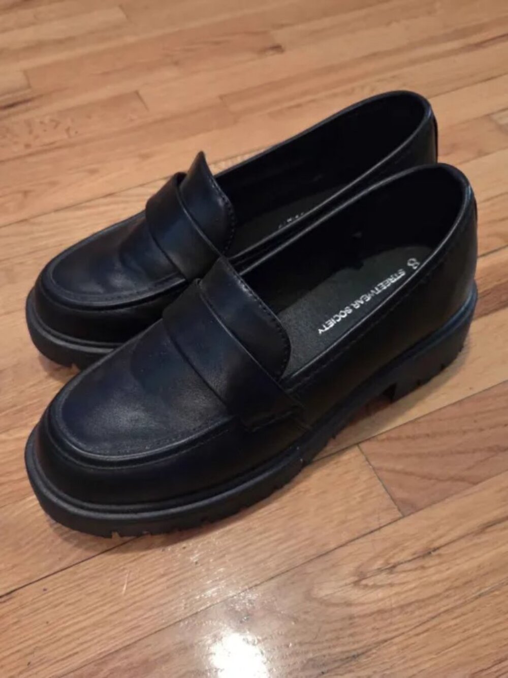 Black Chunky Platform Penny Loafers (Streetwear Society) Size 8